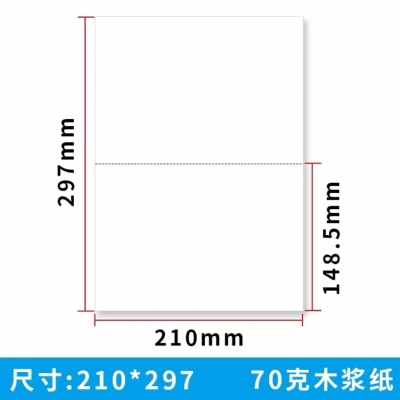 A4二等分單聯(lián)空白憑證紙